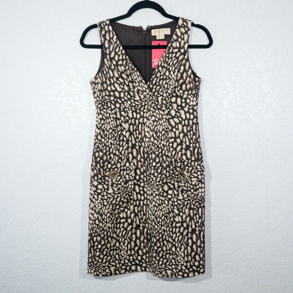 Michael Kors Dresses & Skirts - Michael Kors Brown Leopard Print Cotton Tank Dress‎ Size 2